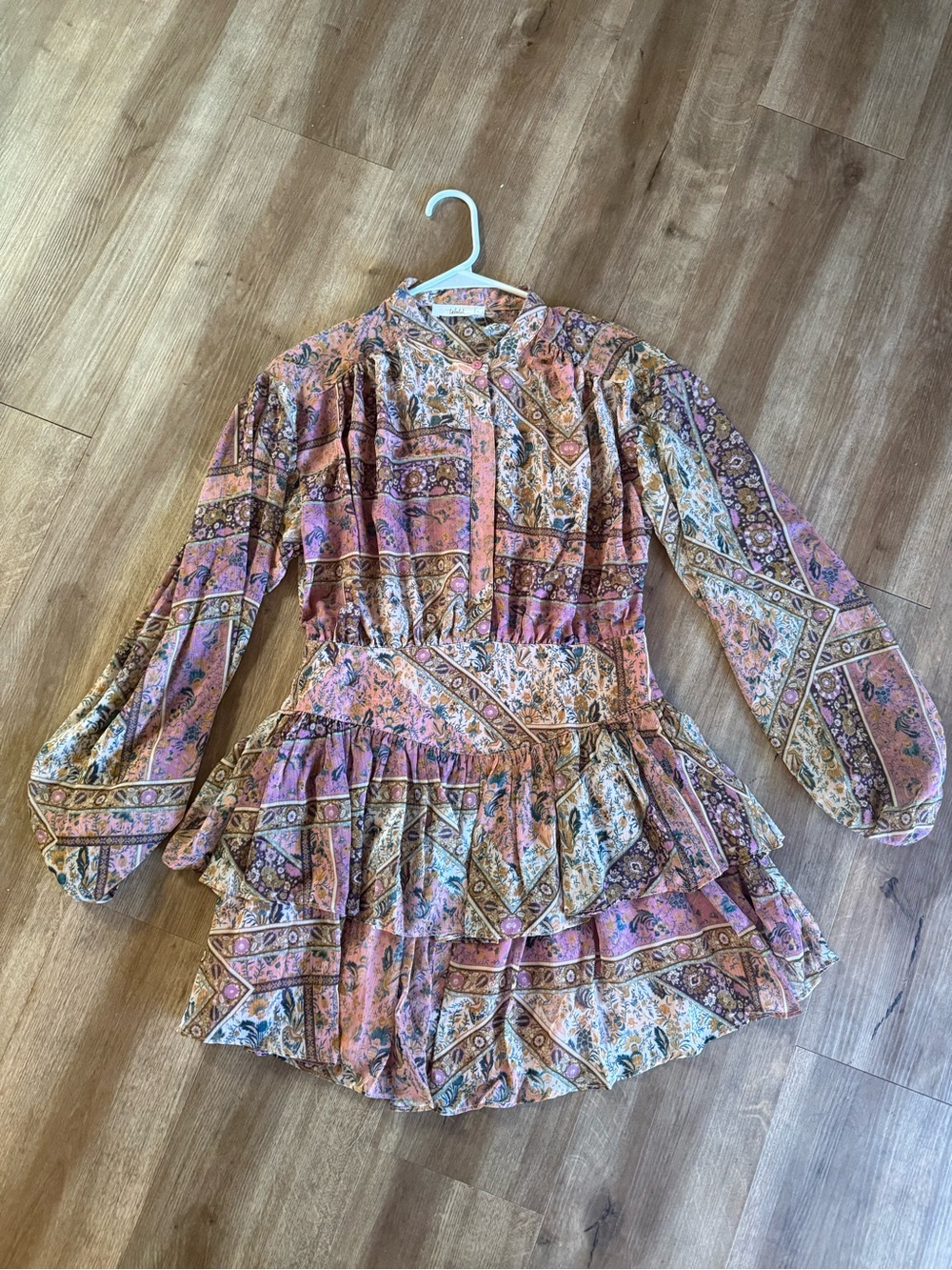 Women’s Pink Floral Tiered Mini Dress